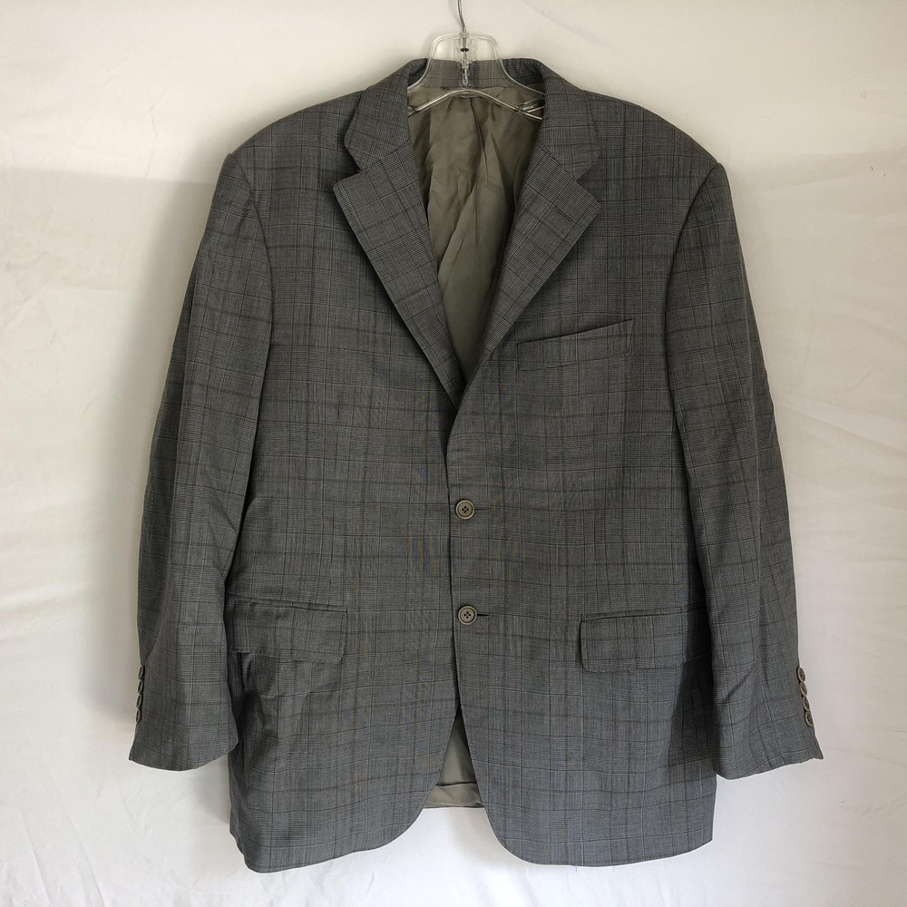 Canali Blazer Mens IT 50 US 40R Gray Check Wool Two Button Sport Coat Made Italy